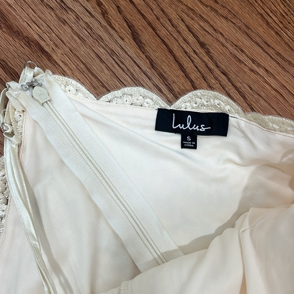 Lulu's Cream Embellished Halter Gown - Picture 4 of 7